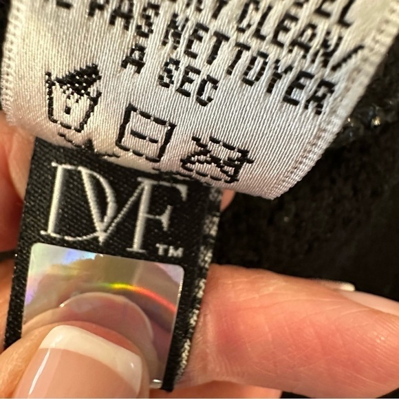 Diane Von Furstenberg Sweater Cardigan 100% Wool Zip Up Metallic Stripe Size S M - Picture 13 of 13